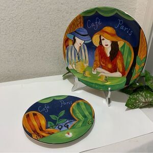 2 PC SET CAFE PARIS 4914 SANGO 1 DINNER PLATE 1 SALAD PLATE G3